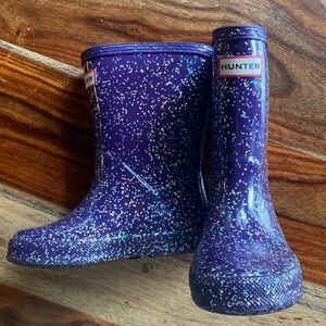 Hunter Kids Purple Glitter Rain Boots